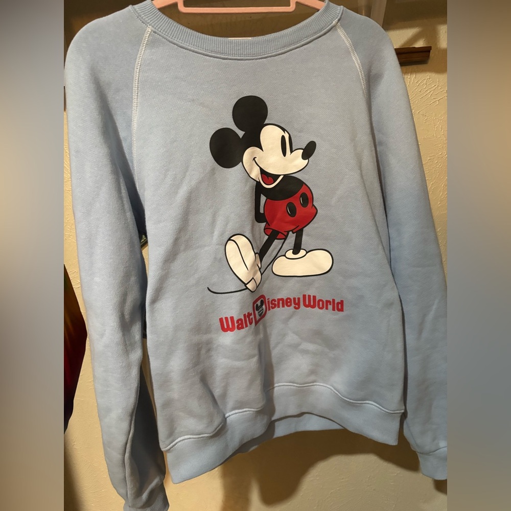 Disney Women’s Light Blue Mickey Mouse Crewneck Sweater